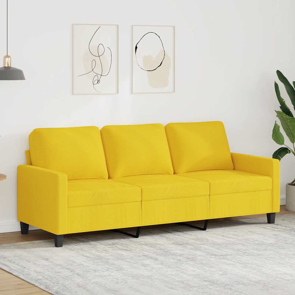 Canapé à 3 places Jaune clair 180 cm Tissu - XIOS