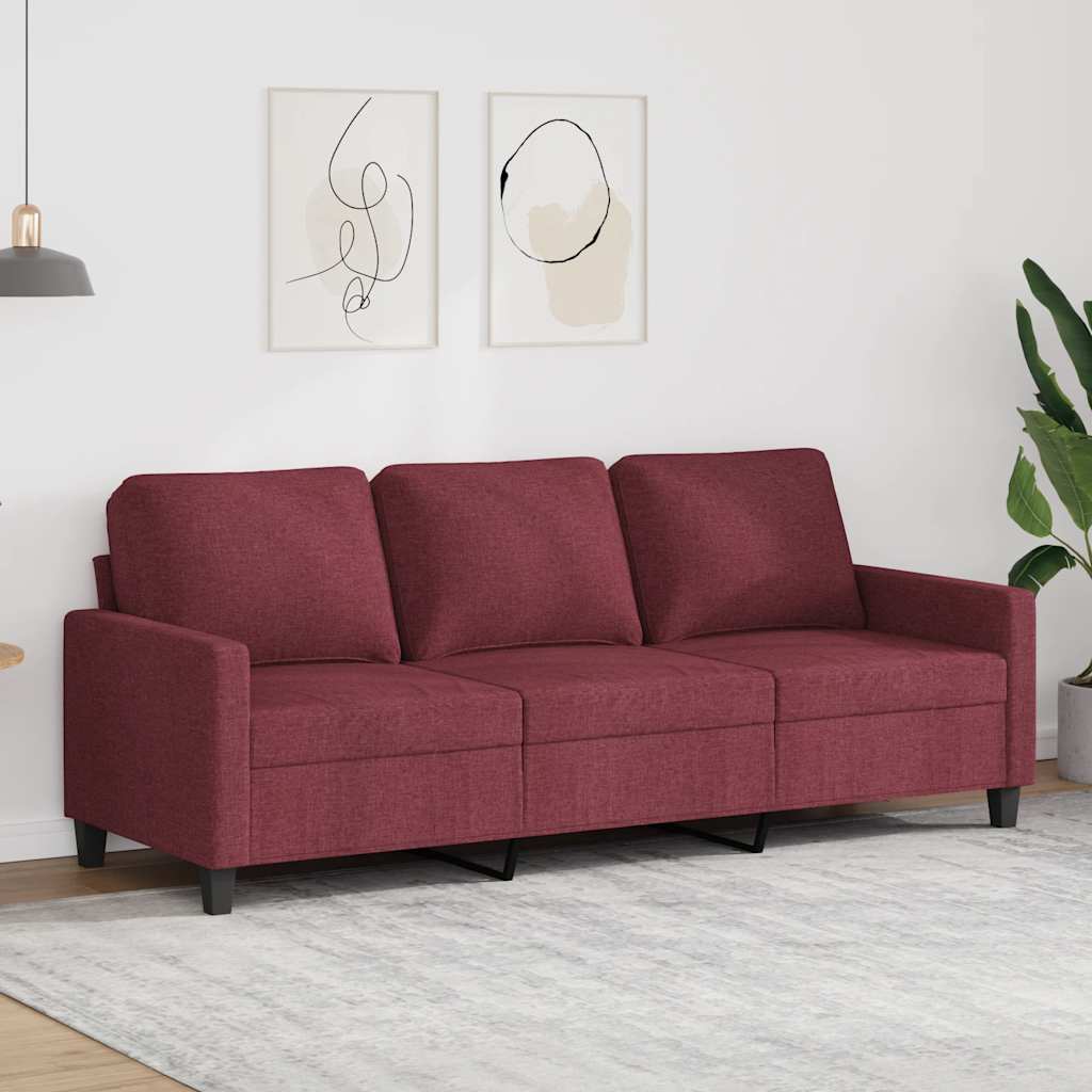 Canapé à 3 places Rouge bordeaux 180 cm Tissu - XIOS