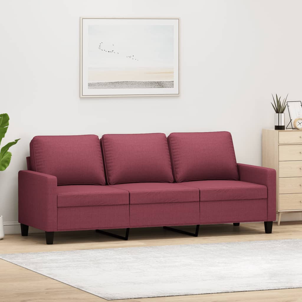Canapé à 3 places Rouge bordeaux 180 cm Tissu - XIOS
