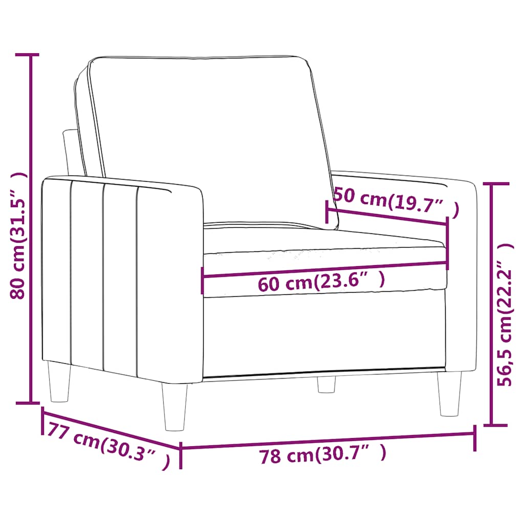 Fauteuil Marron 60 cm Velours - XIOS