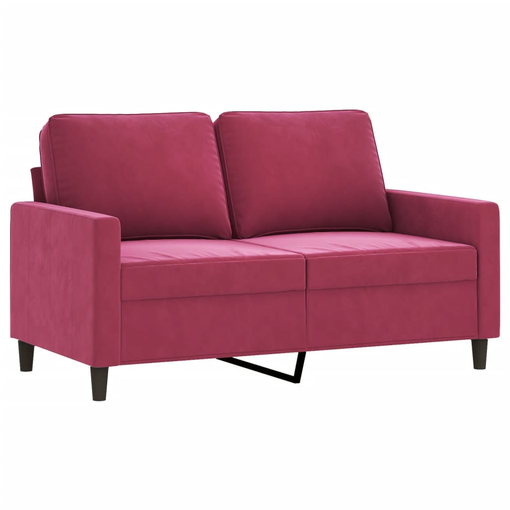 Canapé à 2 places Rouge bordeaux 120 cm Velours - XIOS