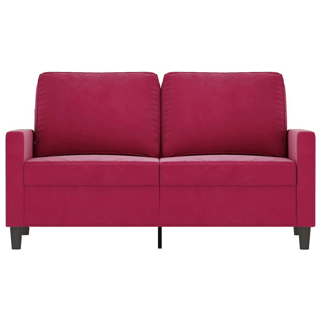 Canapé à 2 places Rouge bordeaux 120 cm Velours - XIOS