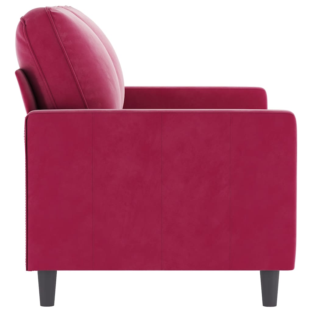 Canapé à 2 places Rouge bordeaux 120 cm Velours - XIOS