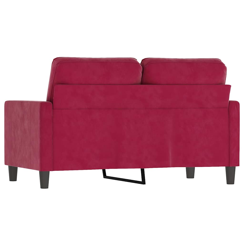 Canapé à 2 places Rouge bordeaux 120 cm Velours - XIOS