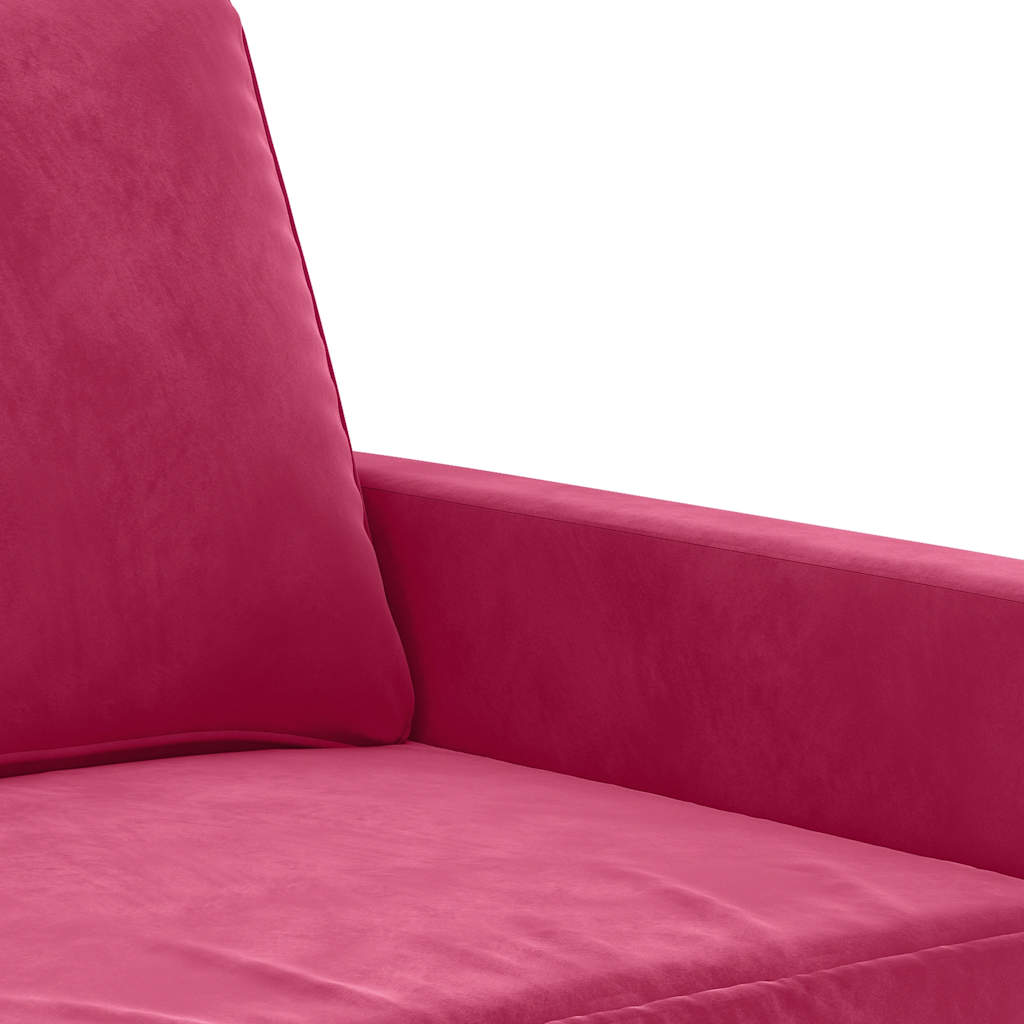 Canapé à 2 places Rouge bordeaux 120 cm Velours - XIOS