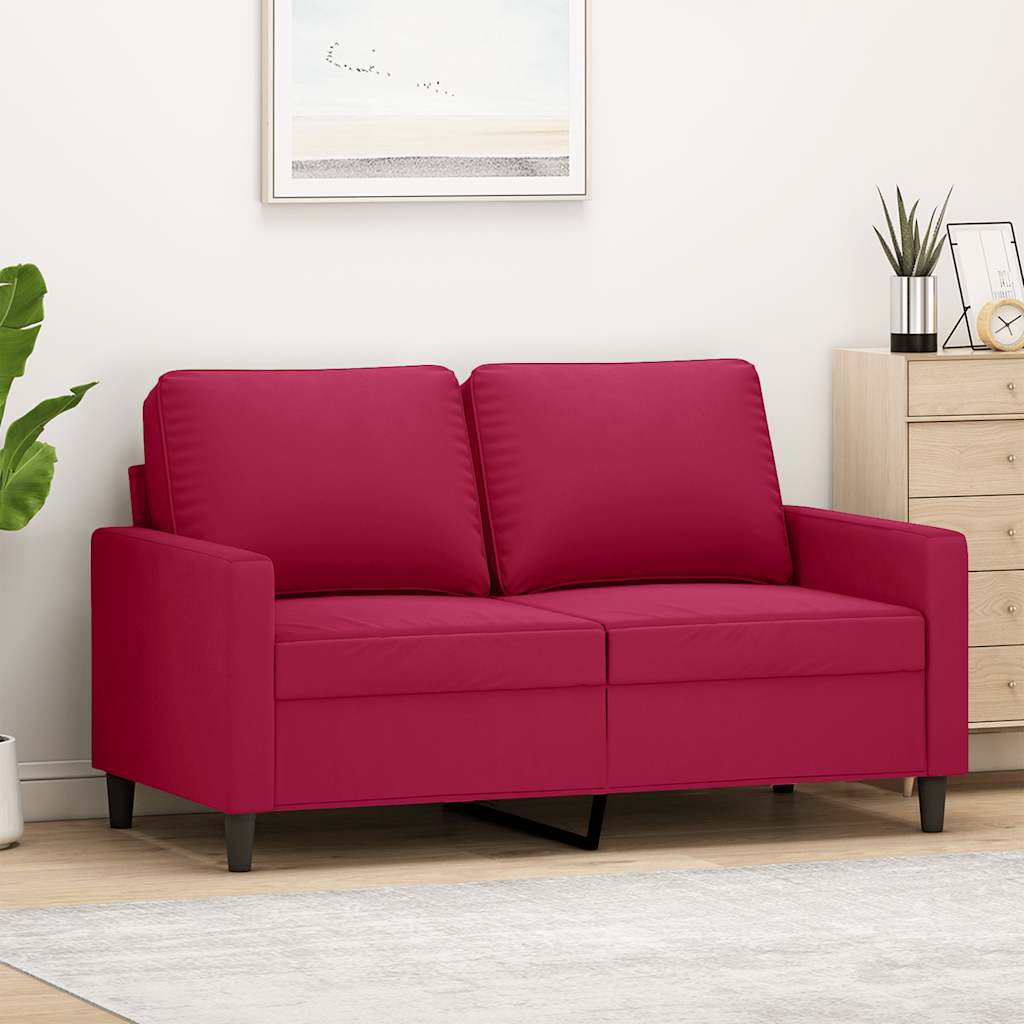 Canapé à 2 places Rouge bordeaux 120 cm Velours - XIOS