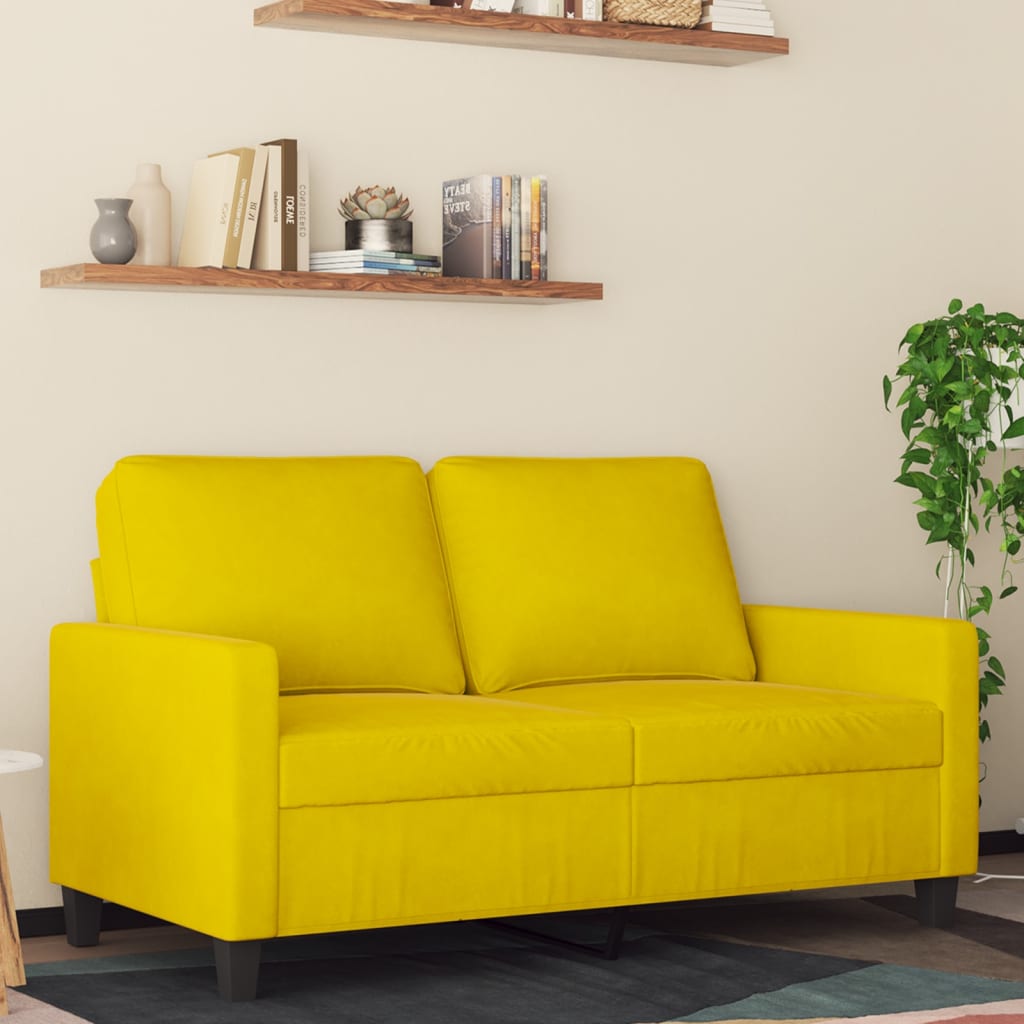 Canapé à 2 places Jaune 120 cm Velours - XIOS