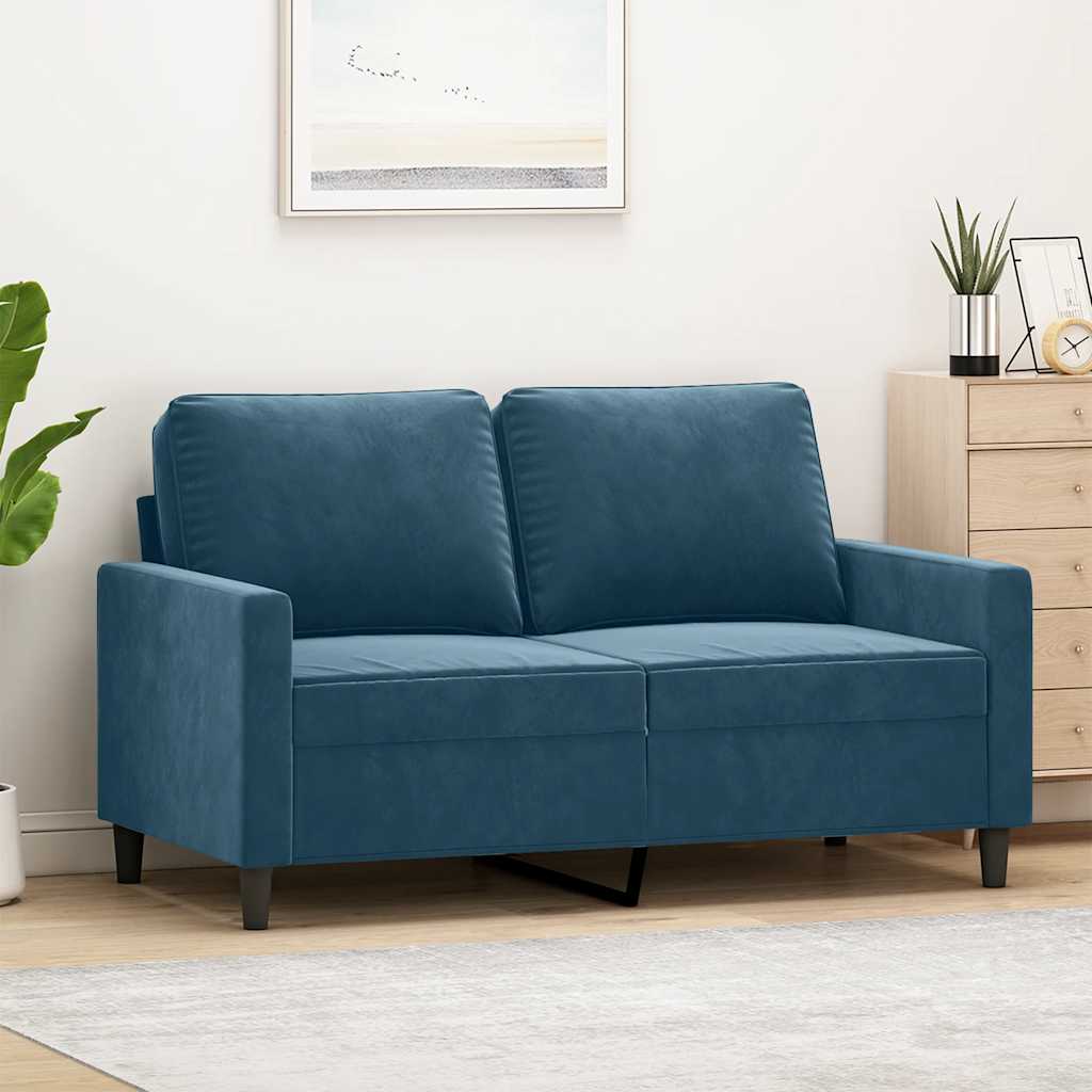 Canapé à 2 places Bleu 120 cm Velours - XIOS