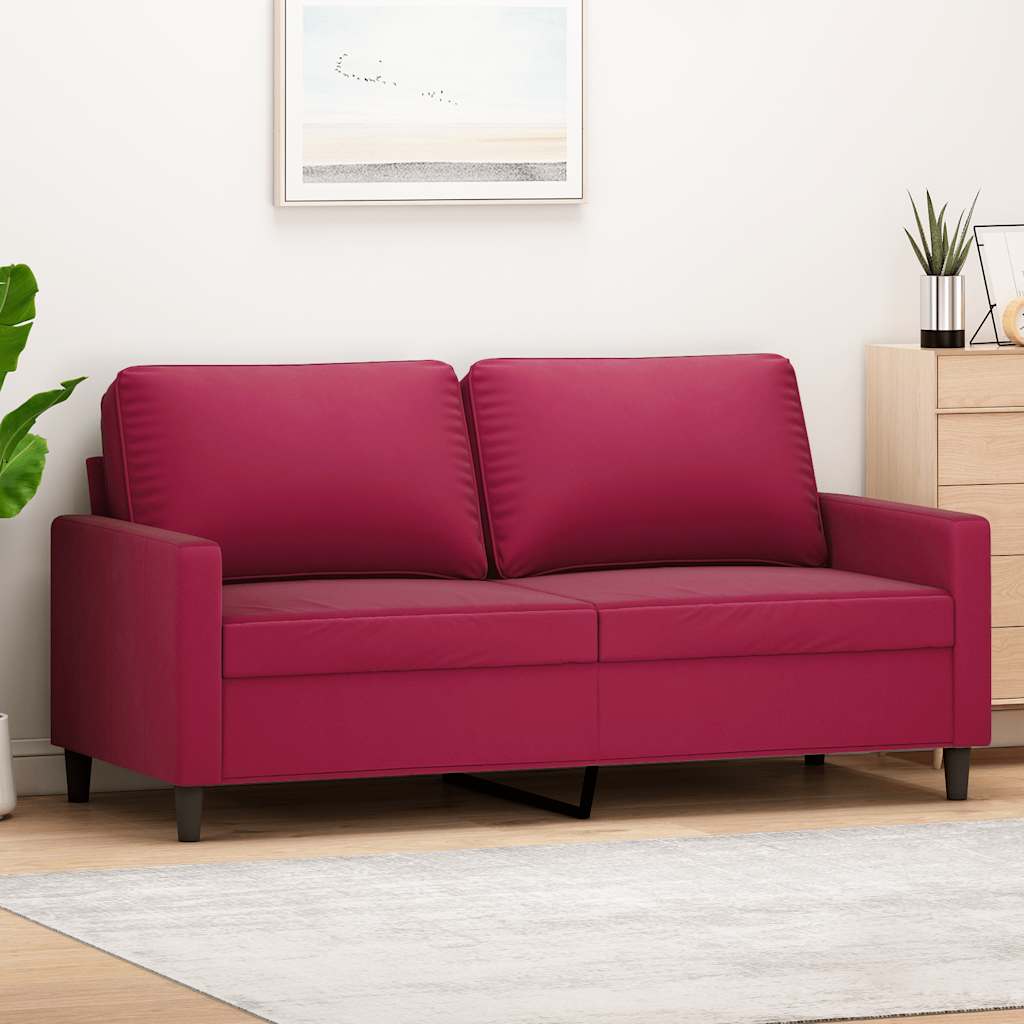 Canapé à 2 places Rouge bordeaux 140 cm Velours - XIOS