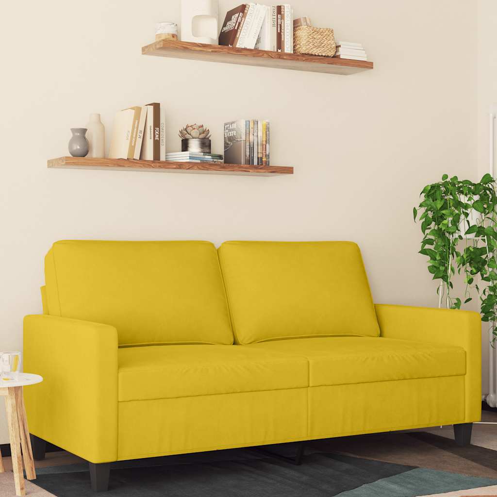 Canapé à 2 places Jaune 140 cm Velours - XIOS