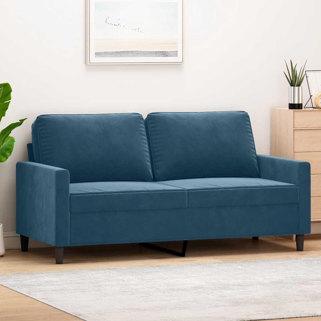 Canapé à 2 places Bleu 140 cm Velours - XIOS