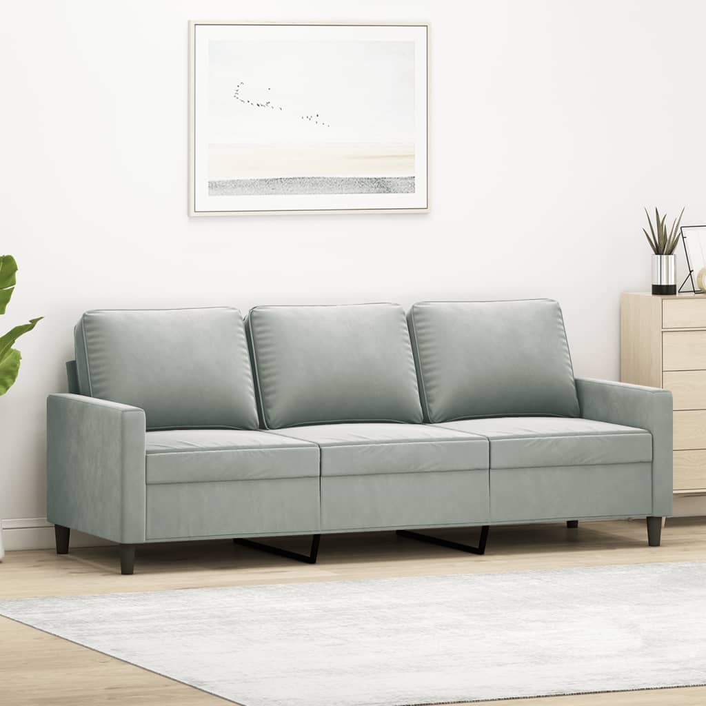 Canapé à 3 places Gris clair 180 cm Velours - XIOS