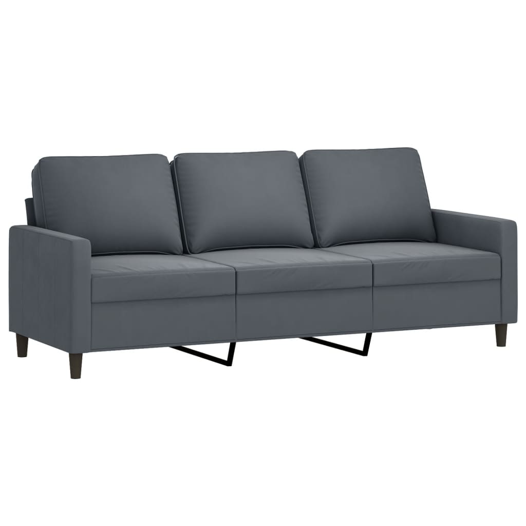 Canapé à 3 places Gris foncé 180 cm Velours - XIOS