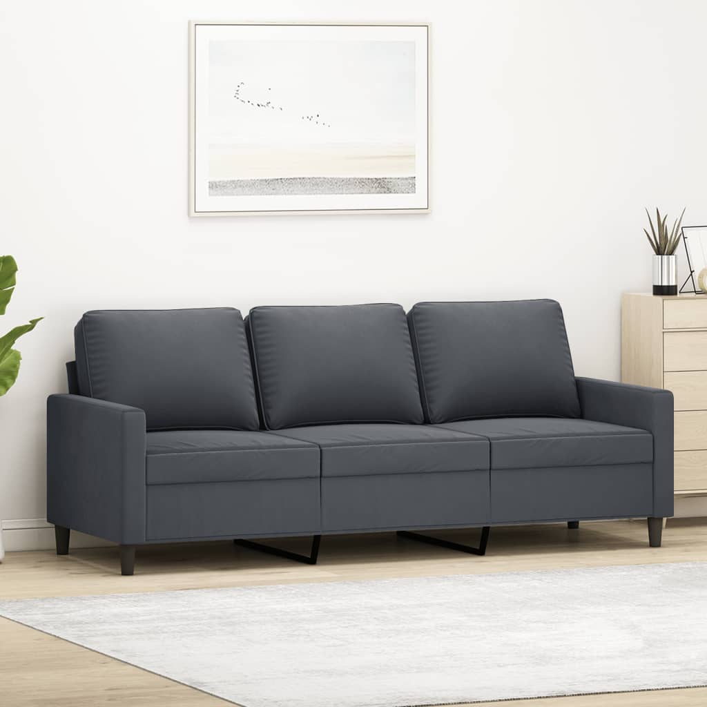 Canapé à 3 places Gris foncé 180 cm Velours - XIOS