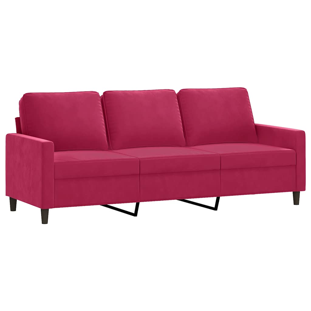Canapé à 3 places Rouge bordeaux 180 cm Velours - XIOS