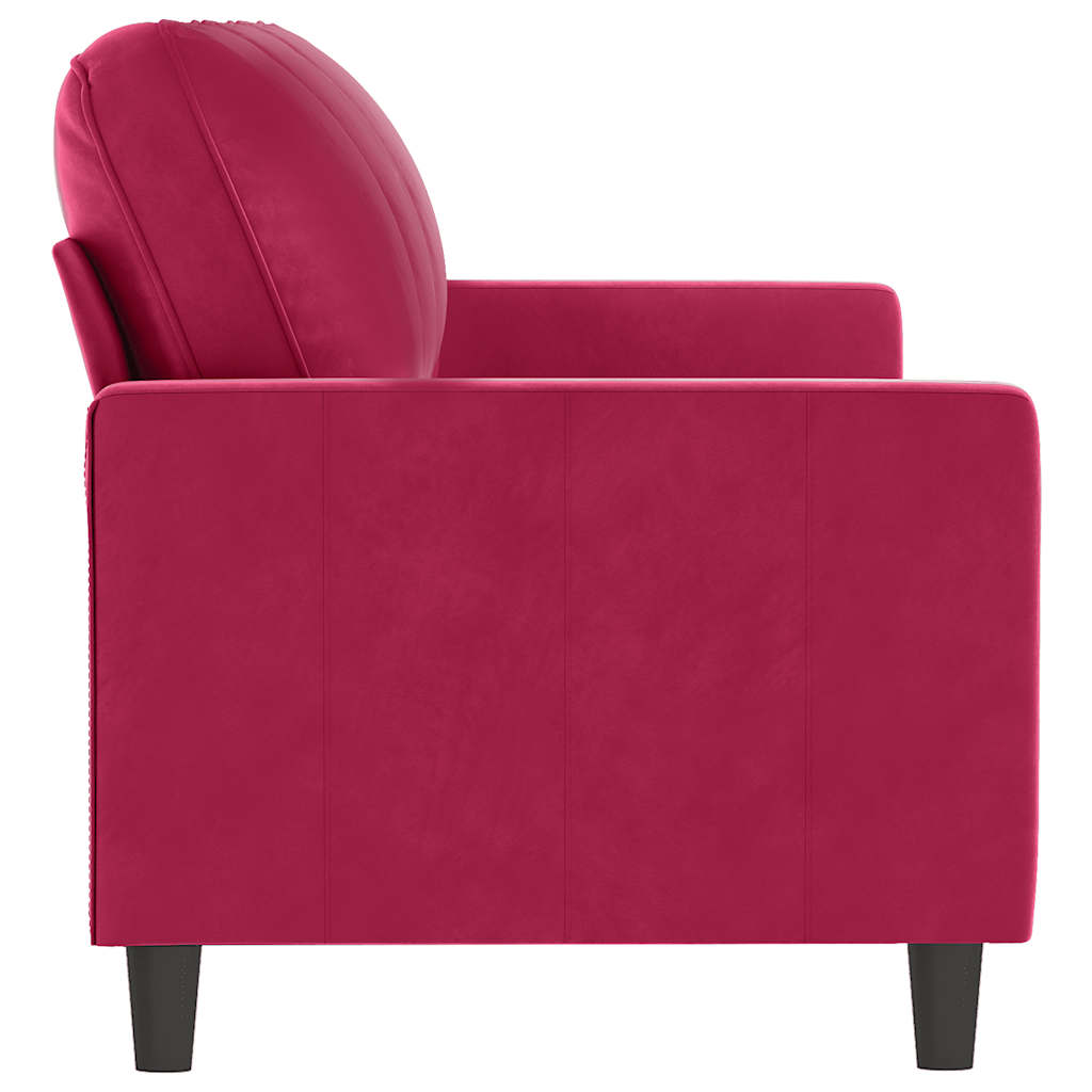 Canapé à 3 places Rouge bordeaux 180 cm Velours - XIOS