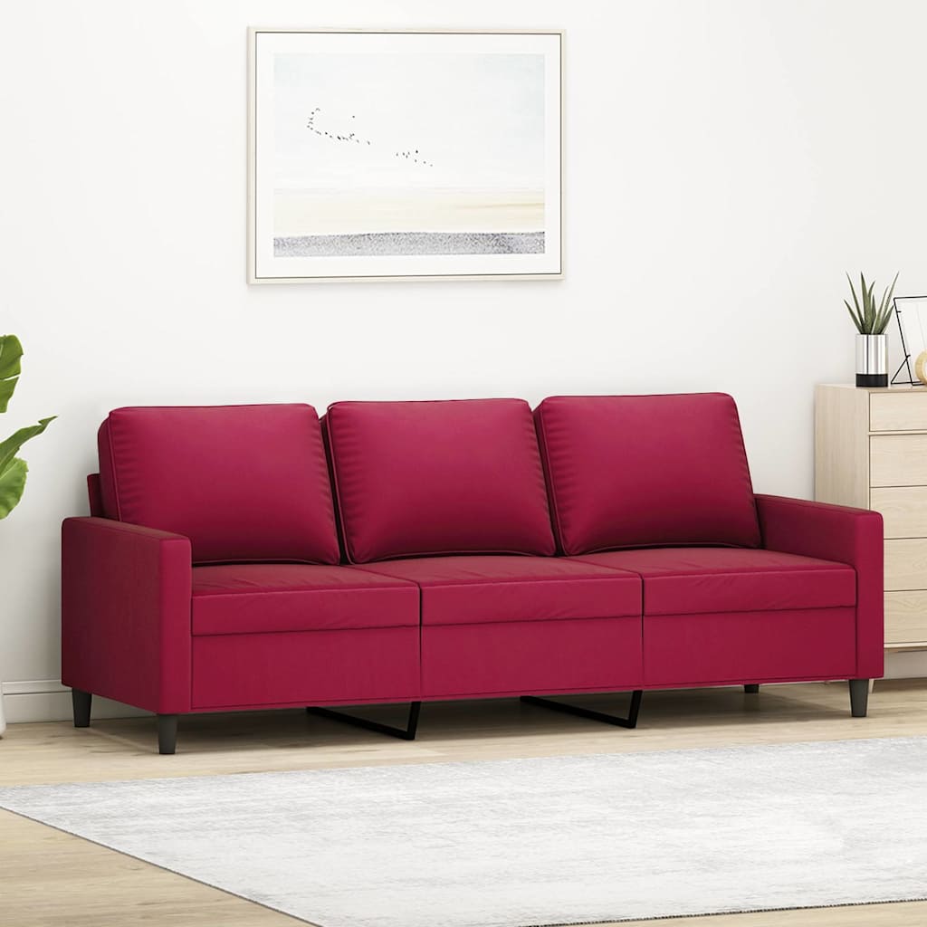 Canapé à 3 places Rouge bordeaux 180 cm Velours - XIOS