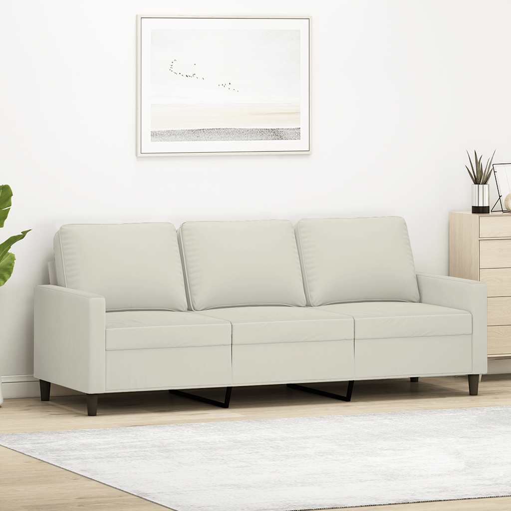 Canapé à 3 places Crème 180 cm Velours - XIOS
