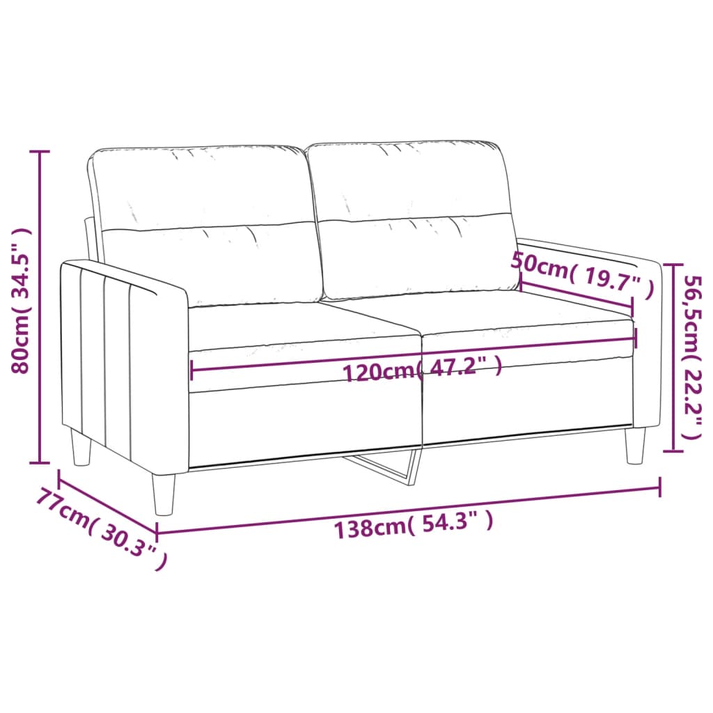 Canapé à 2 places Crème 120 cm Tissu - XIOS