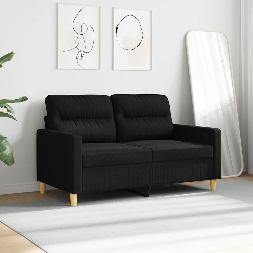 Canapé à 2 places Noir 120 cm Tissu