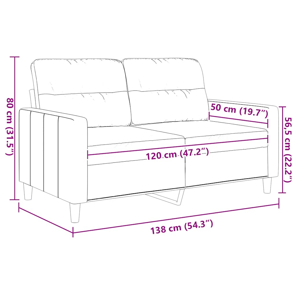 Canapé à 2 places Taupe 120 cm Tissu - XIOS
