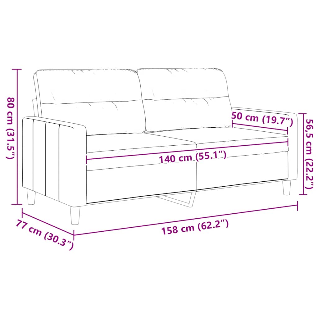 Canapé à 2 places Crème 140 cm Tissu - XIOS