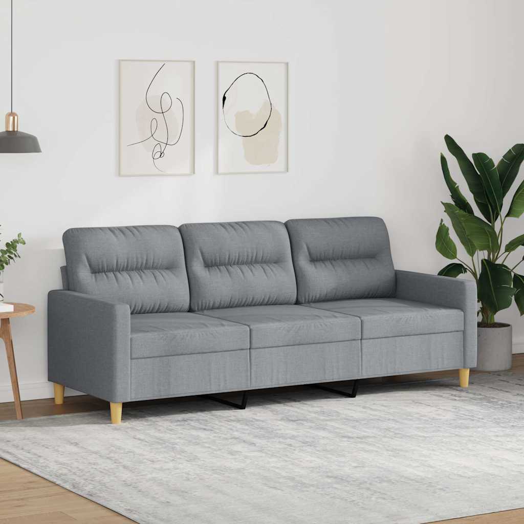 Canapé à 3 places Gris clair 180 cm Tissu - XIOS
