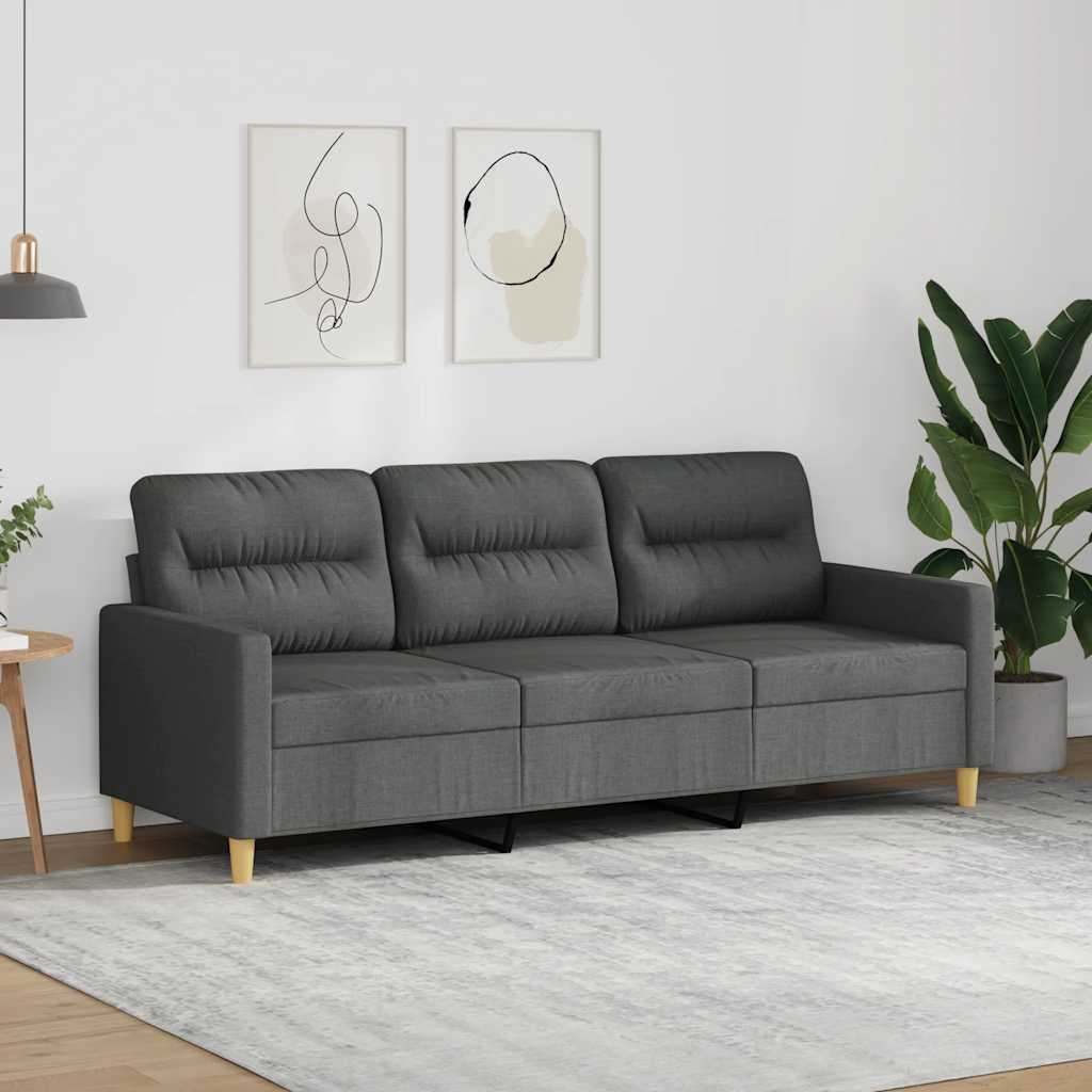 Canapé à 3 places Gris foncé 180 cm Tissu - XIOS