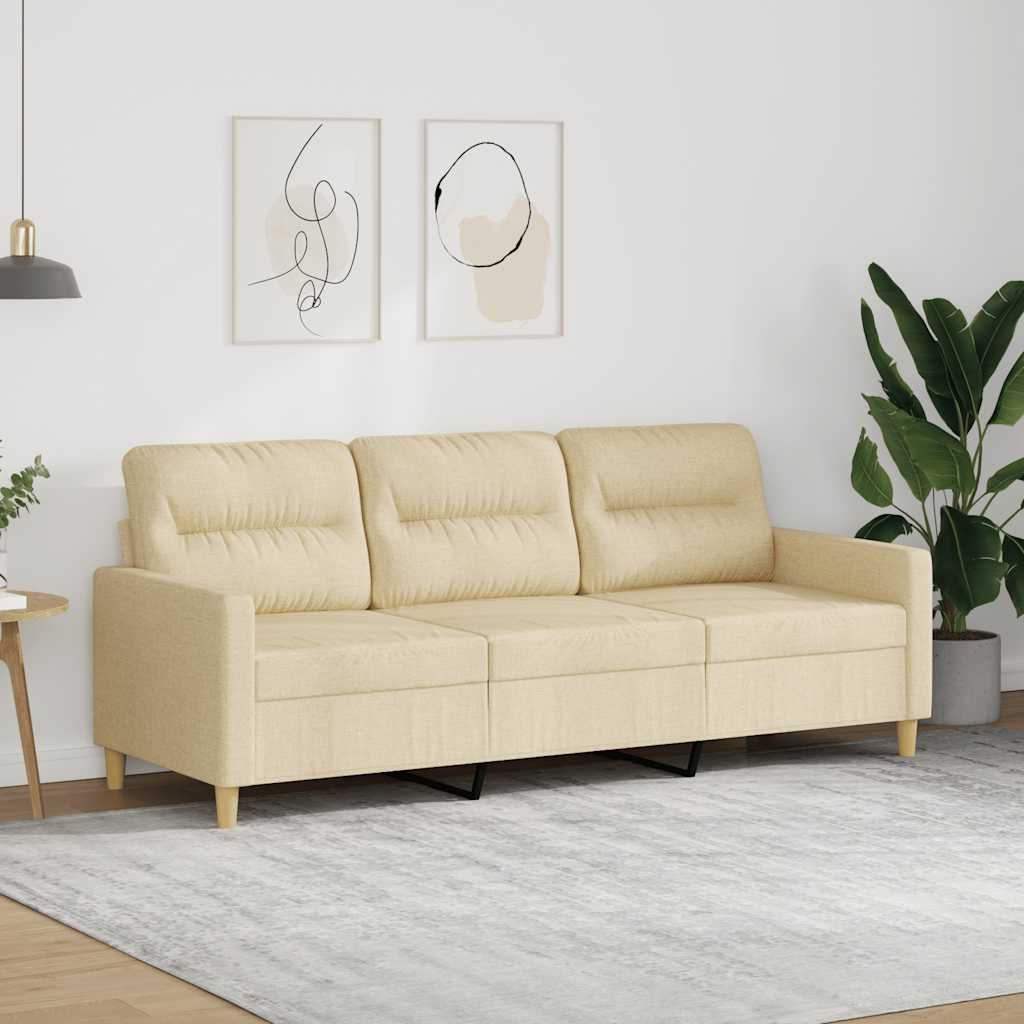 Canapé à 3 places Crème 180 cm Tissu - XIOS