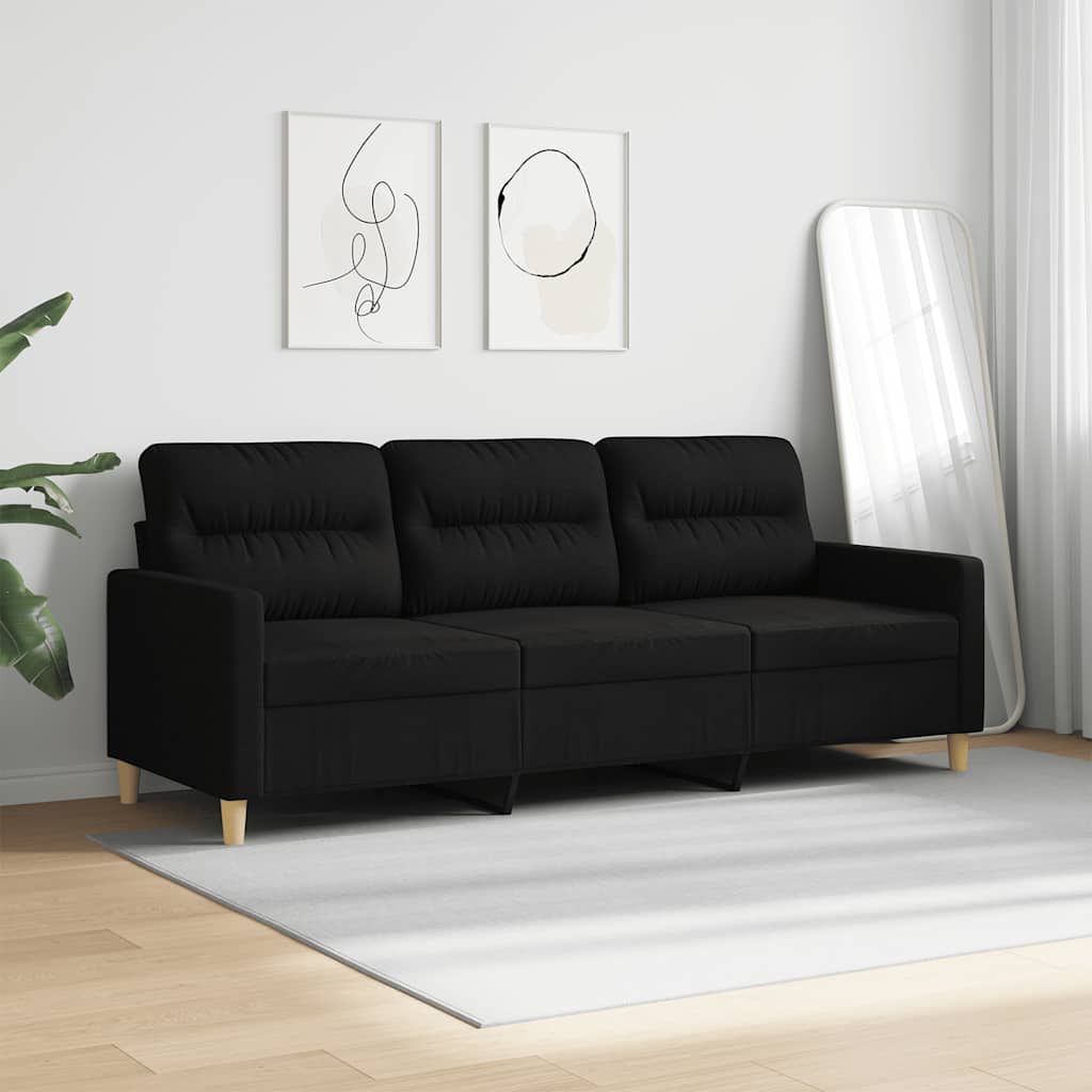 Canapé à 3 places Noir 180 cm Tissu - XIOS