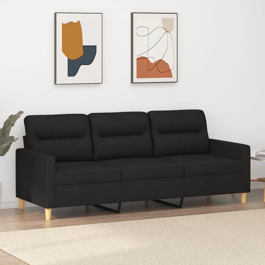 Canapé à 3 places Noir 180 cm Tissu - XIOS