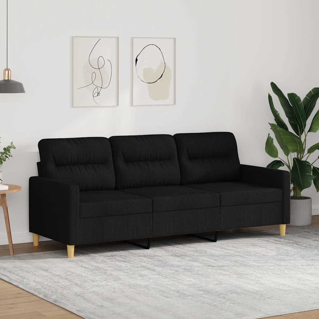 Canapé à 3 places Noir 180 cm Tissu - XIOS