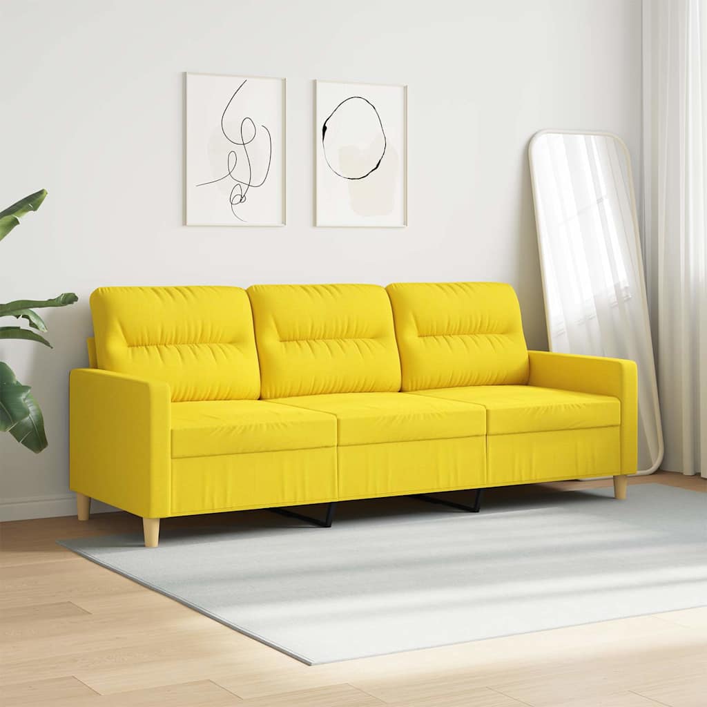 Canapé à 3 places Jaune clair 180 cm Tissu