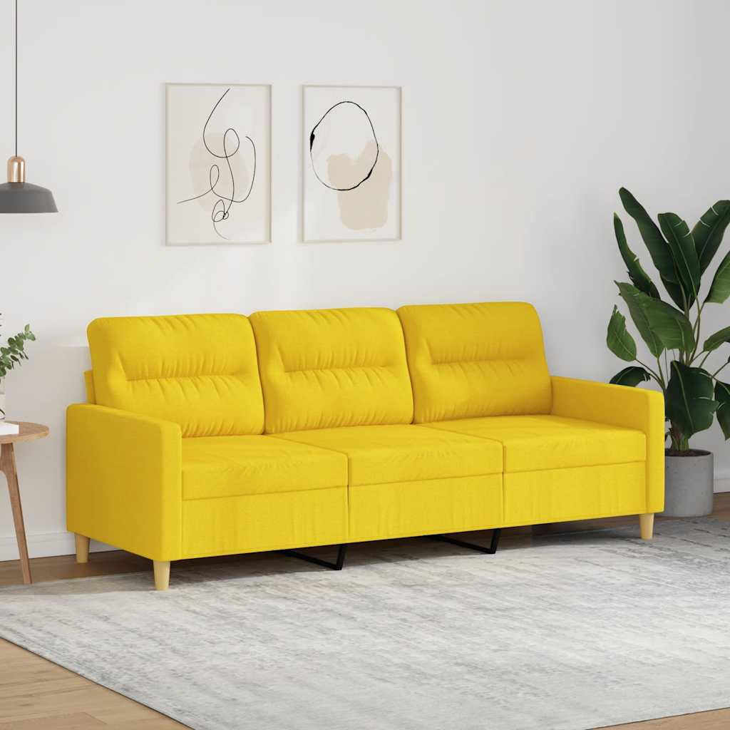 Canapé à 3 places Jaune clair 180 cm Tissu