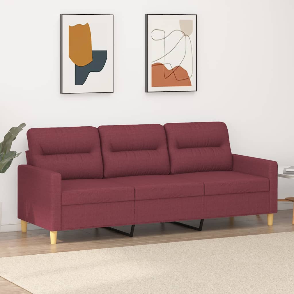Canapé à 3 places Rouge bordeaux 180 cm Tissu - XIOS