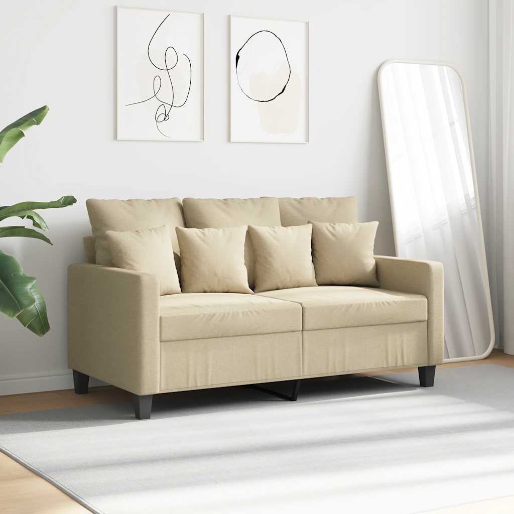 Canapé à 2 places Crème 120 cm Tissu
