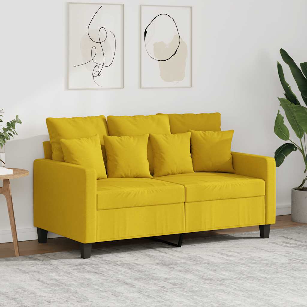Canapé à 2 places Jaune clair 120 cm Tissu - XIOS
