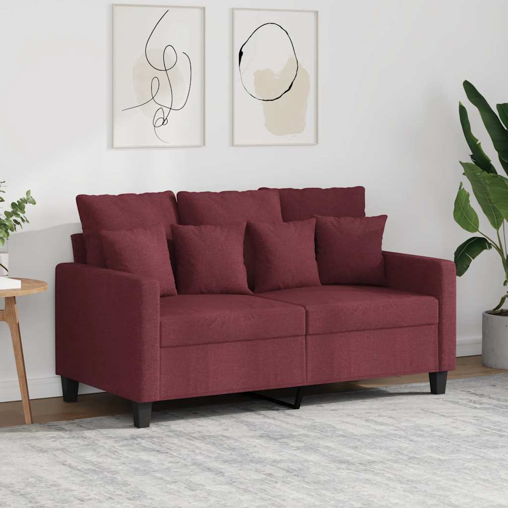 Canapé à 2 places Rouge bordeaux 120 cm Tissu - XIOS