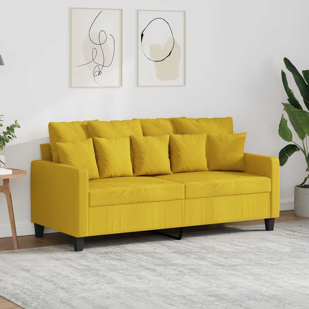 Canapé à 2 places Jaune clair 140 cm Tissu - XIOS