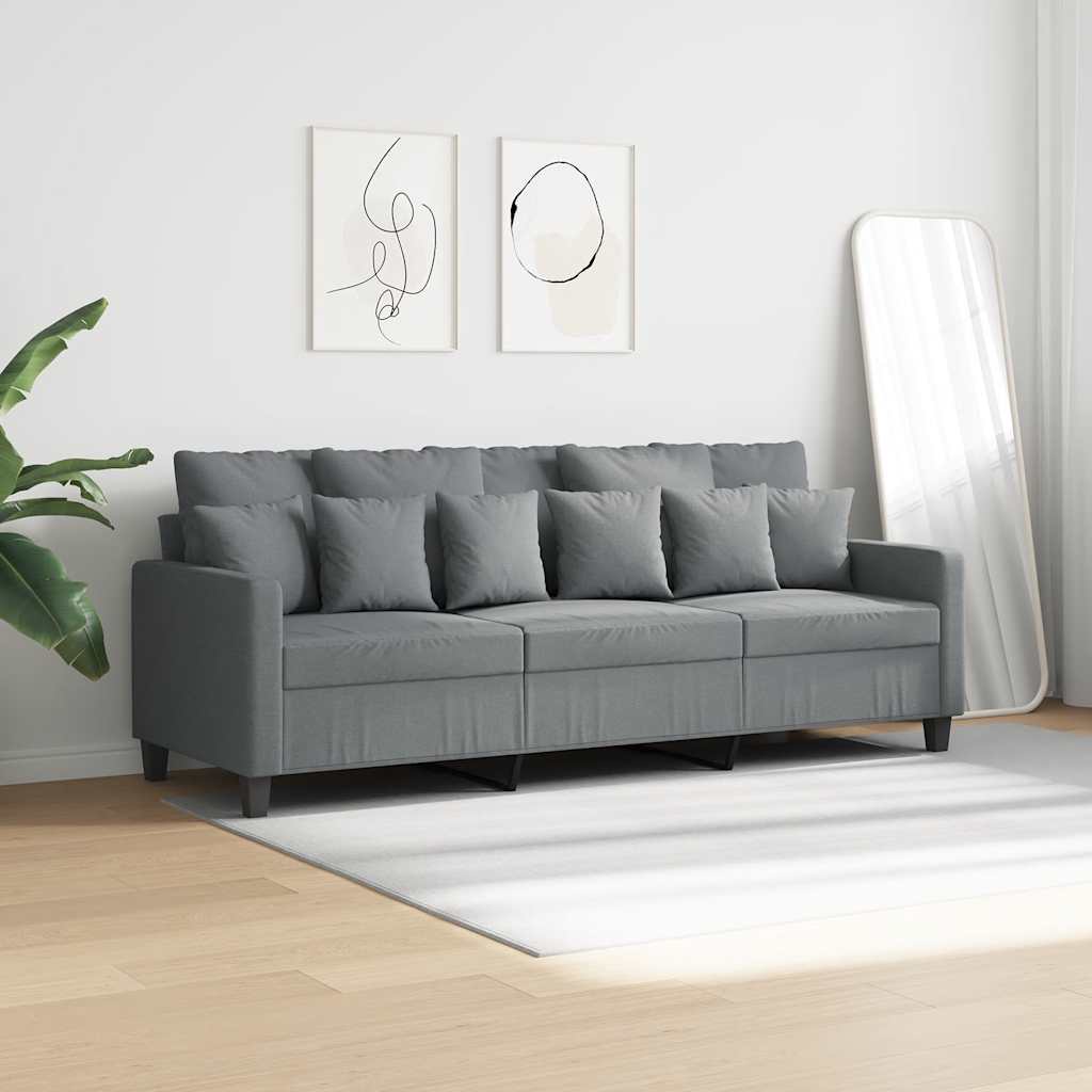 Canapé à 3 places Gris clair 180 cm Tissu - XIOS