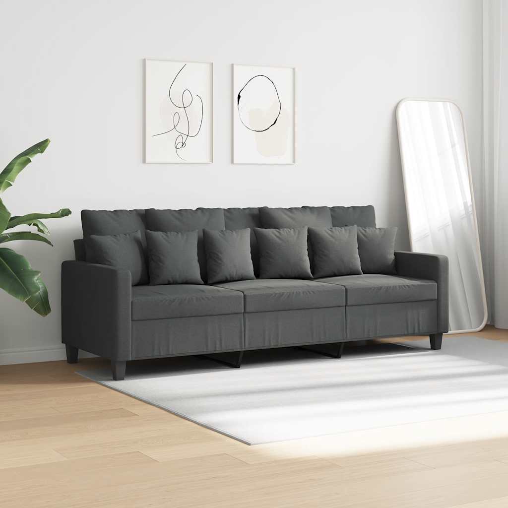 Canapé à 3 places Gris foncé 180 cm Tissu - XIOS