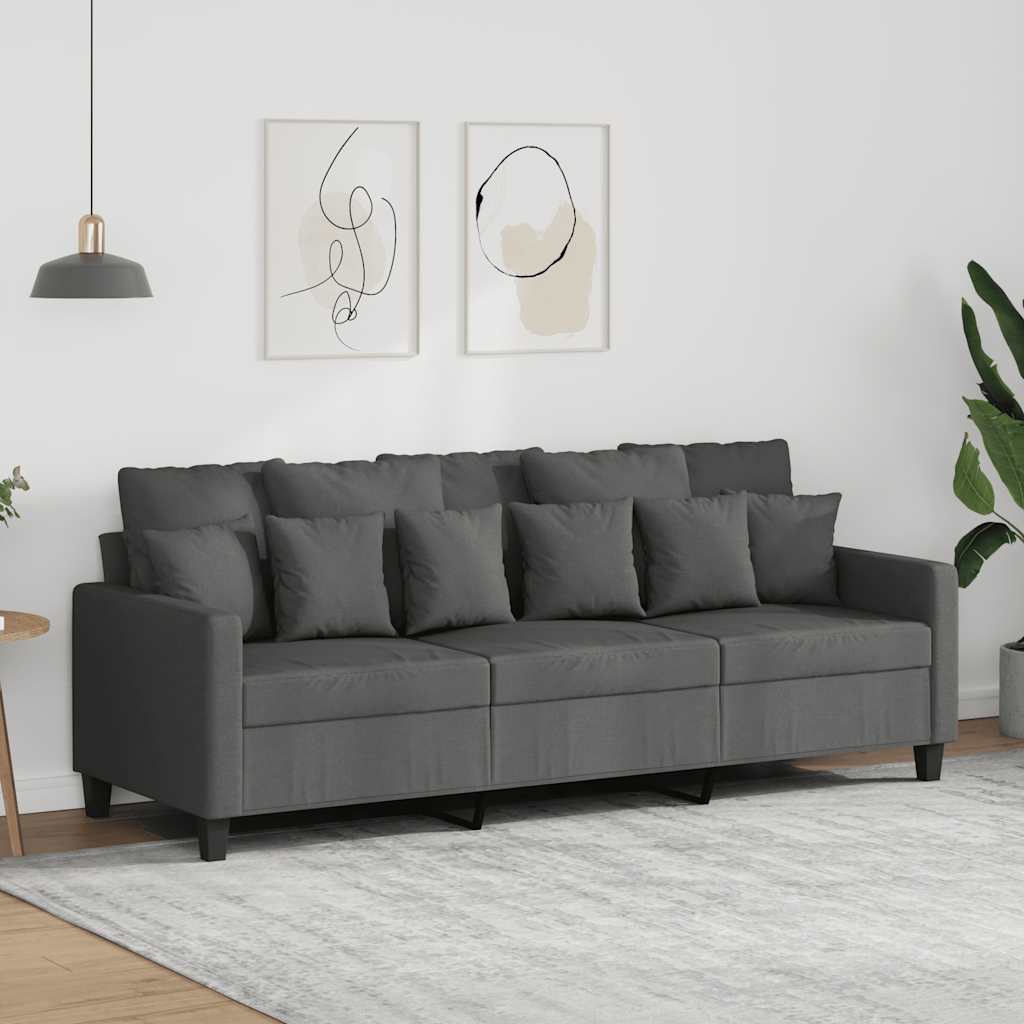 Canapé à 3 places Gris foncé 180 cm Tissu - XIOS
