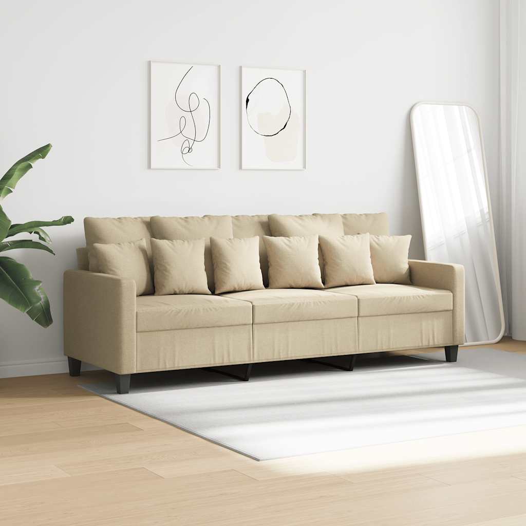 Canapé à 3 places Crème 180 cm Tissu - XIOS