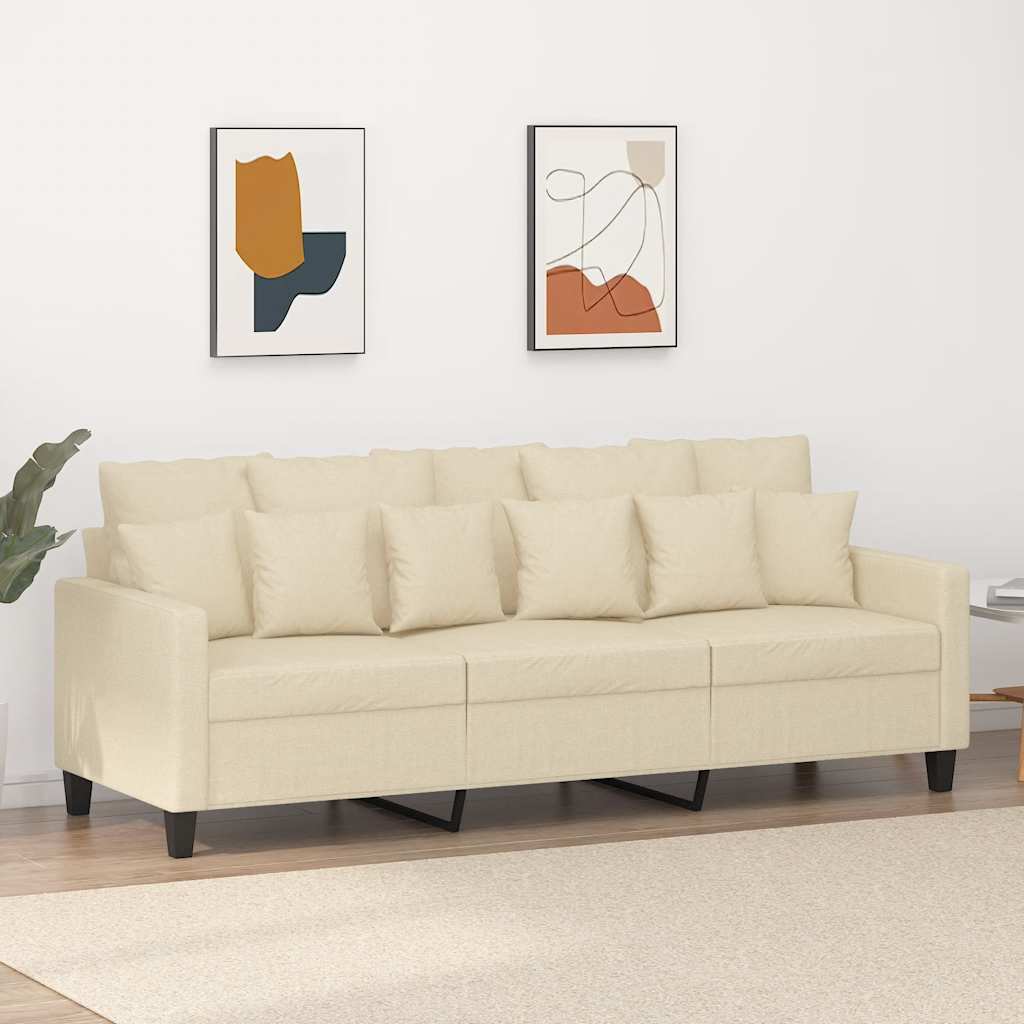 Canapé à 3 places Crème 180 cm Tissu - XIOS