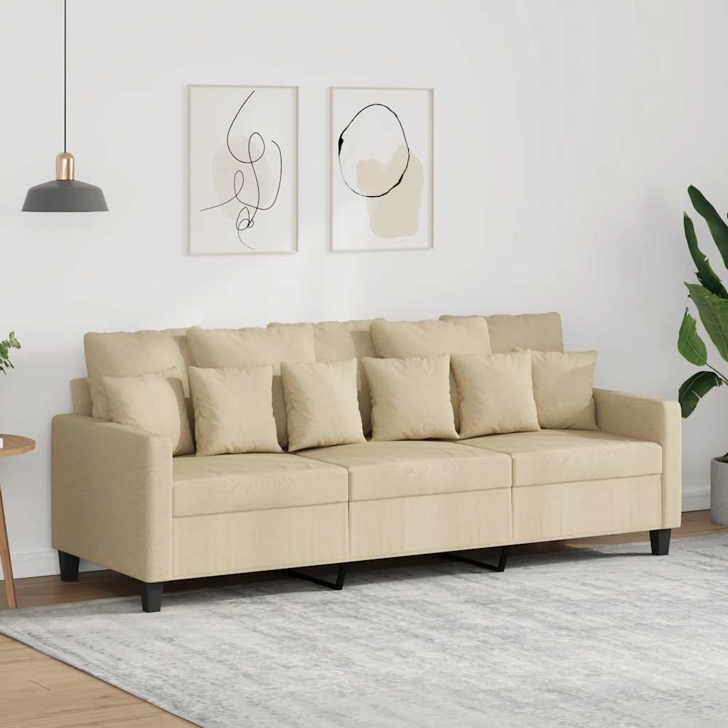 Canapé à 3 places Crème 180 cm Tissu - XIOS