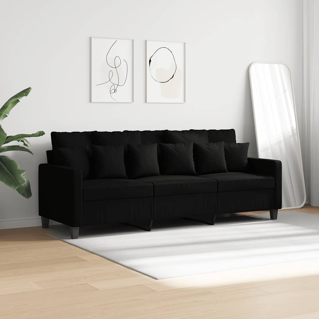 Canapé à 3 places Noir 180 cm Tissu - XIOS