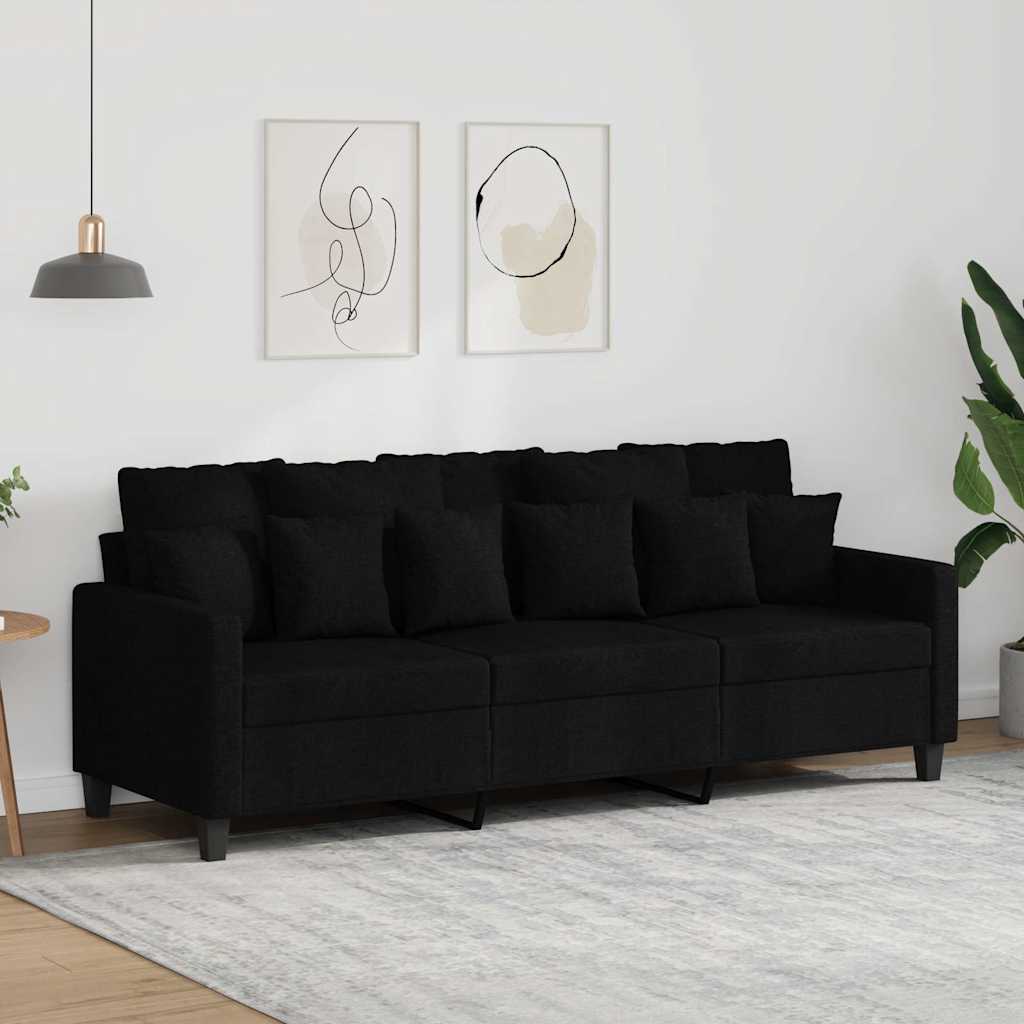 Canapé à 3 places Noir 180 cm Tissu - XIOS