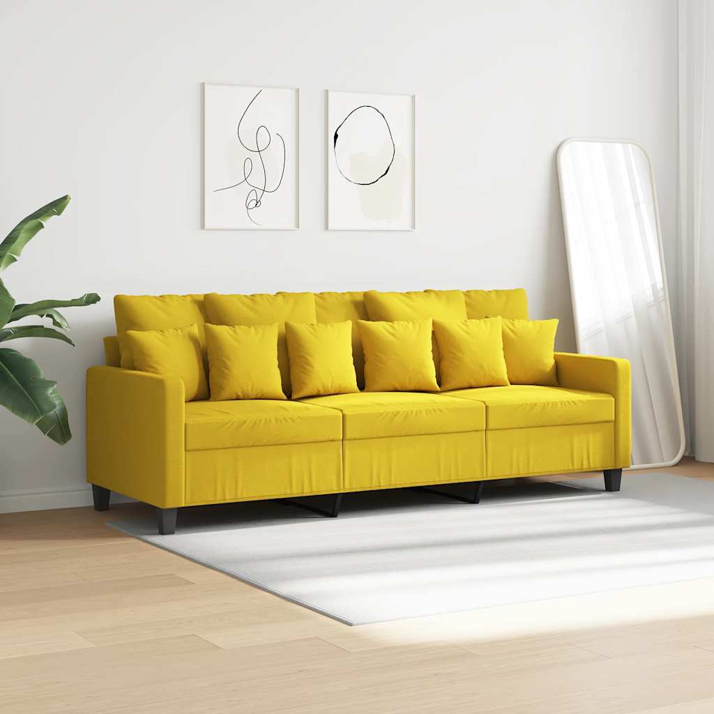 Canapé à 3 places Jaune clair 180 cm Tissu - XIOS