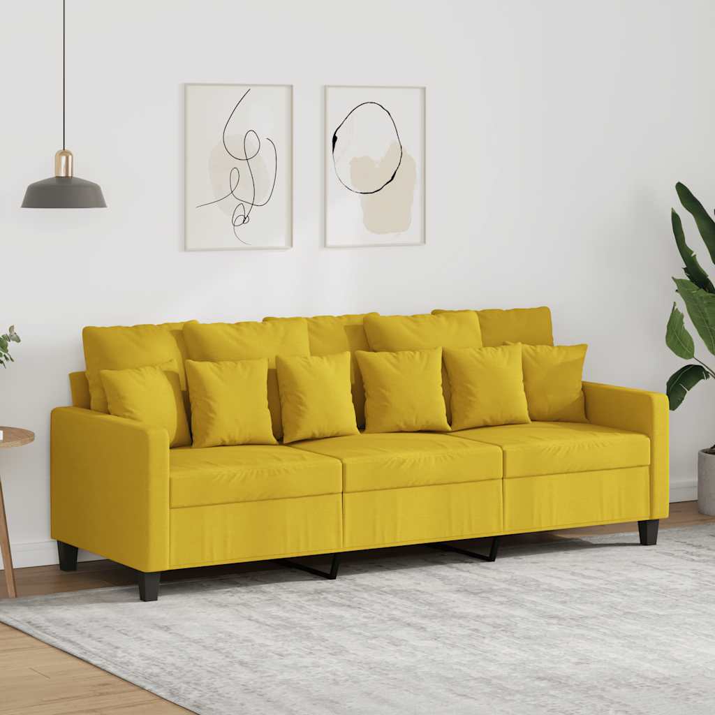 Canapé à 3 places Jaune clair 180 cm Tissu - XIOS