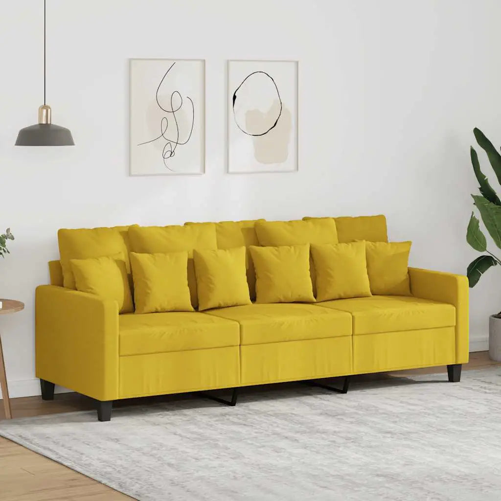 Canapé à 3 places Jaune clair 180 cm Tissu - XIOS